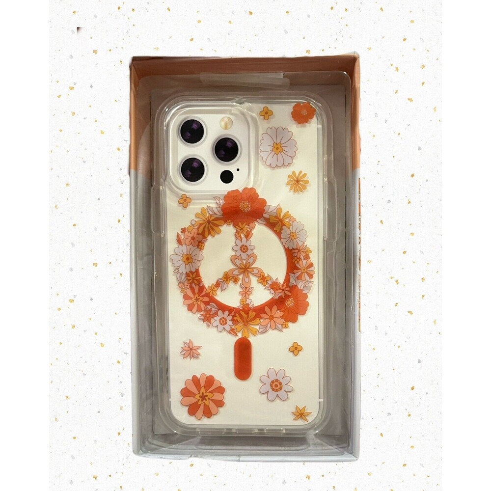 Cylo Pop iPhone 15 Pro Max Clear Floral Peace Sign Boho Chic Nouveau Phone Case